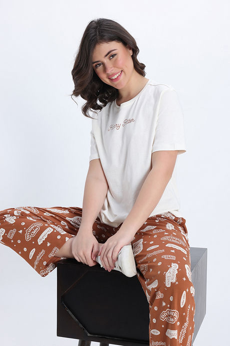 Zivame Harry Potter Knit Cotton Loungewear Set - Caremal Caf — image 5